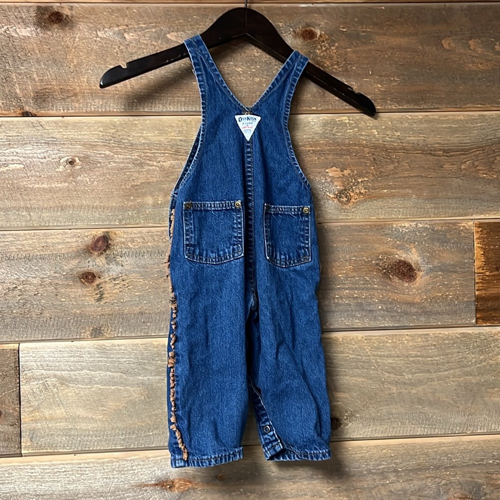 Vintage OshKosh B'gosh Blue Jean Cowboy Fringe Denim Overalls 24 Months USA - Picture 5 of 8